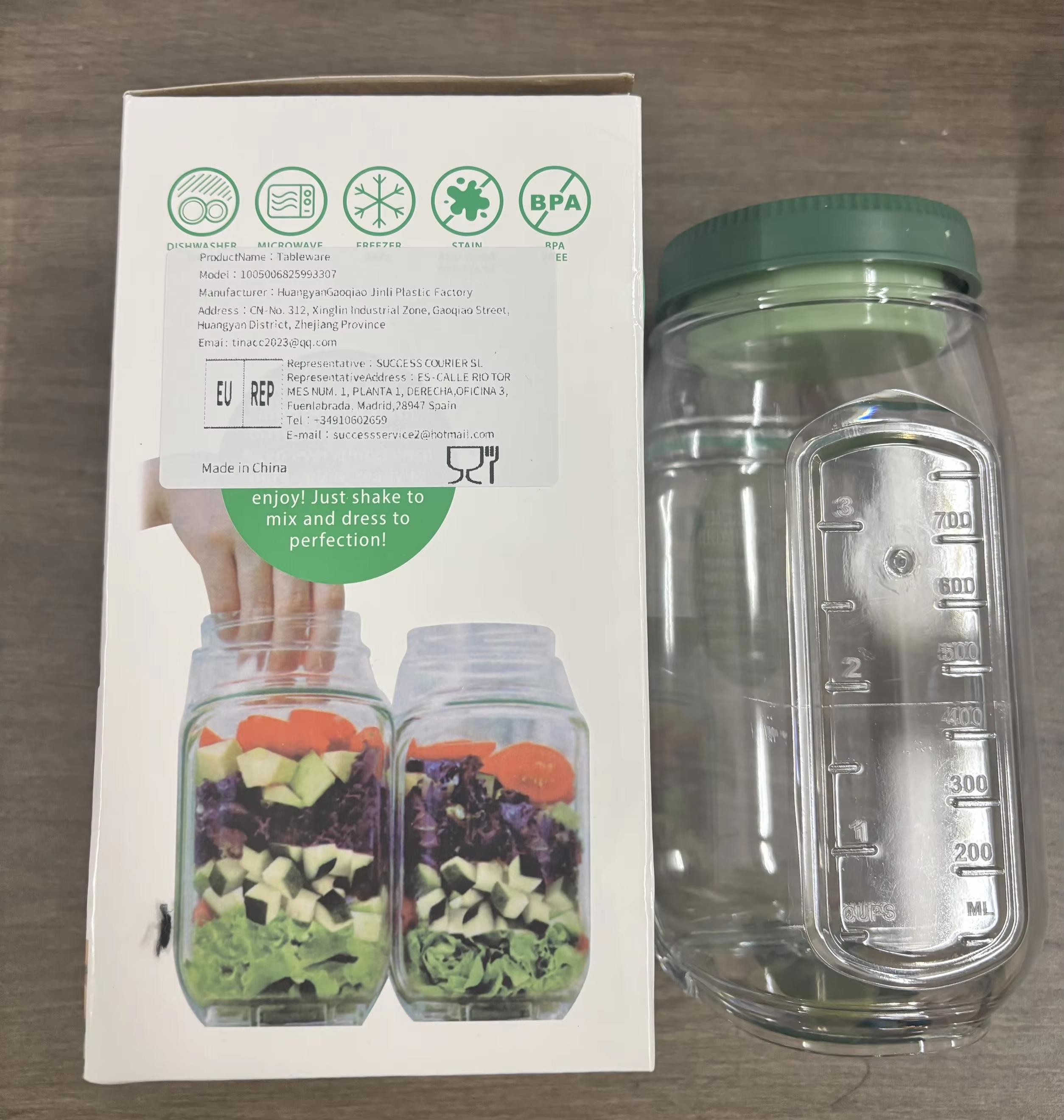 

Portable Salad Pod All-In-One Container with Leak Proof Oats Container Plastic Reusable Keep it Fresh Fresh Salad Bowl Meal Prep зелёный