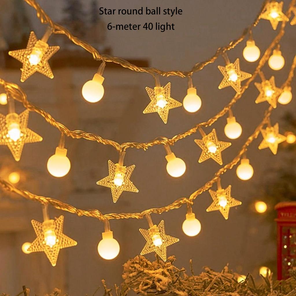 LED Christmas Light String, Indoor and Outdoor, Wedding Parties, Garden Decoration, 6-meter 40 Light, Battery Free.zwq