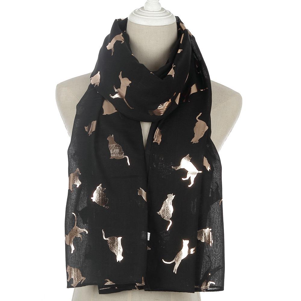 with Frayed Hem Animal Scarf Soft Shawl Wrap New Design Cat Print Scarf