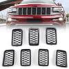 1 Set Black Car Front Bumper Insert Mesh Grille Front Radiator Inlet Grill Trim Cover Fit For Jeep Grand Cherokee 2017-2022 7pcs