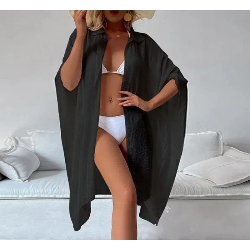 Letní volný kardigan ochrana proti slunci sarong žena bikini zakrytí plavky jednobarevné plážové oblečení zakrytí plavky dámské kimono šaty