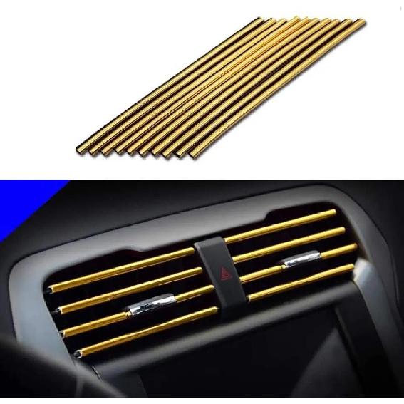 

10 Pcs 20cm Car Air Conditioner Vent Outlet Trim Strips U Shape Chrome PVC Colorful Shiny for Car Decoration золотой