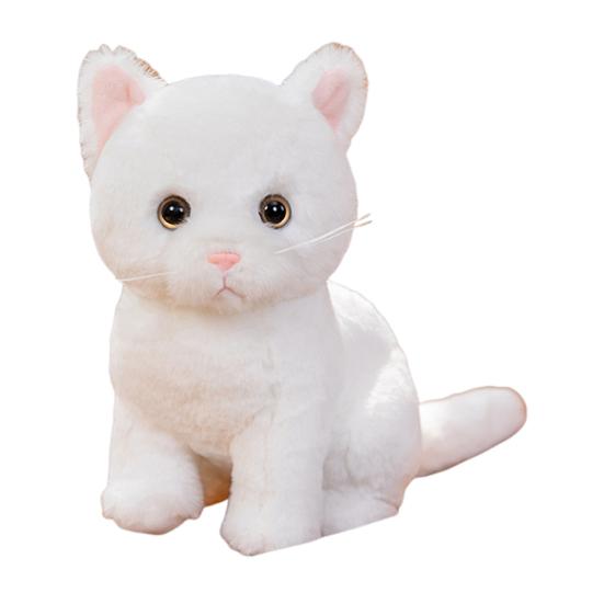 

Реалистичная плюшевая кукла-кошка, сидящий котенок, плюшевые игрушки, мягкая набивная кукла-животное, подарок для девочек и мальчиков на Хэллоуин, Рождество, украшение для дома белый