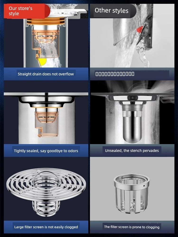 Universal Anti-Odor Core for Bathroom Floor Drains - Toilet Insect Prevention, Drainage Pipe Odor Control, and Leak-Proof Sealing Cover
