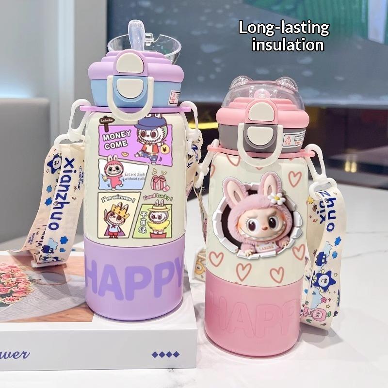 Thermos Cup Children's Double Cup Lid Water Cup Student Use School Convenient Thermal Insulation Pot