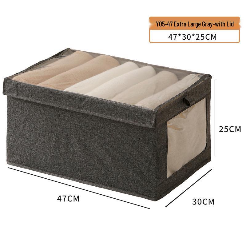 Cotton & Linen Foldable Storage Box with Window for Clothes