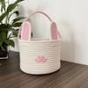 Cotton Rope Easter Egg Basket Handwoven Cartoon Snacks Candy Storage Basket Handled with Rabbit Ears Candy Gift Bag Egg Hunt