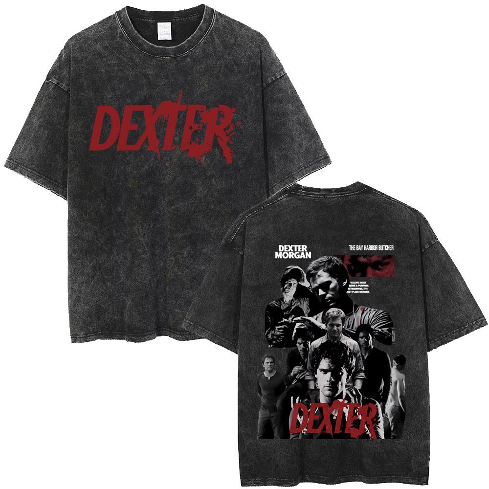 Dexter Morgan Harry s Code Vintage Washed T-shirts Men s Women Clothing Casual Oversized T Shirts Retro Gothic Cotton T-shirt S