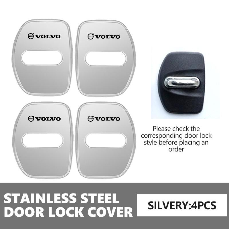 crbuk5 4Pcs Car Door Lock Covers Auto Decorative Accessories For Volvo XC90 V90 V60 XC60 V40 C40 XC40 V70 S80 S60 S90 XC70
