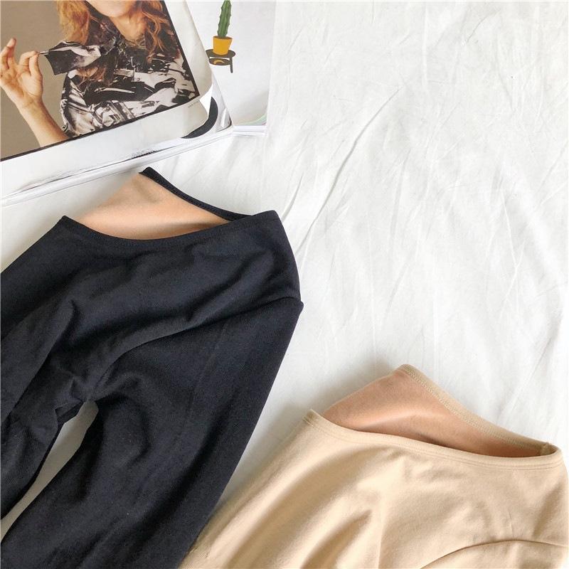 Women's Thermal Underwear Set: Long Sleeve Velvet Round Neck Top