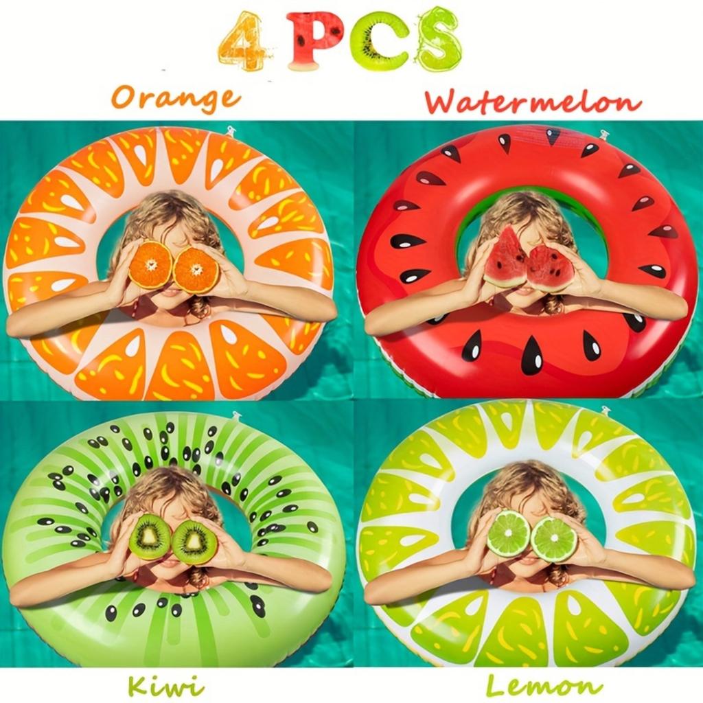 Frukt Pool Flyt, Vattenmelon Apelsin Citron Badring, Uppblåsbar Badpool Party Badring Poolleksak För Skojs skull