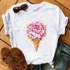 Tricou de damă cu balon cu aer cald cu dragoste roșu romantic, la modă, ocazional, cu mânecă scurtă, cămașă de bază Tricou supradimensionat Harajuku
