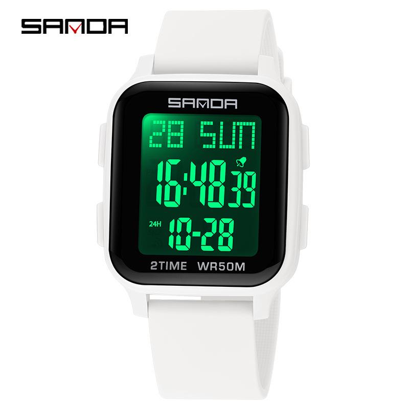 Sanda Men's Multifunctional Square Sport Chronograph Waterproof Watch 