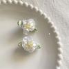 4Pcs Girl Hairpin Hand-Sewn Fabric Flowers Hair Clip with Green Leaves Side Clips Hair Accessories Spring Wear