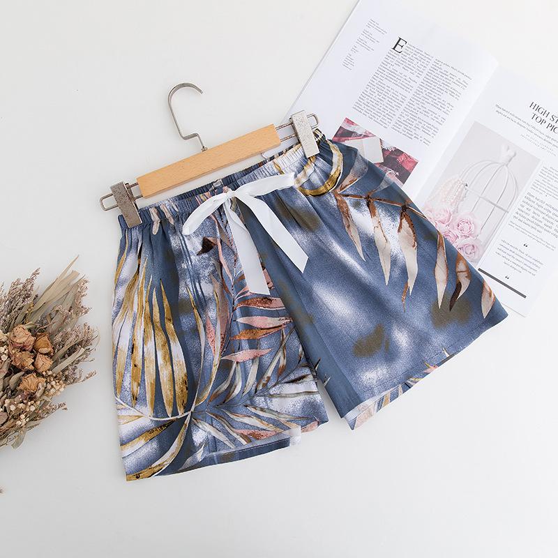 Women's Summer Cotton Silk Drapey Floral Shorts with Elastic Waist