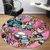 1pc Leopard Nurse Print Chair Carpet for Office, Round Polyester Mat, Indoor Decor for Office, Easycare Fabric, Washable Non-slip Area Carpet