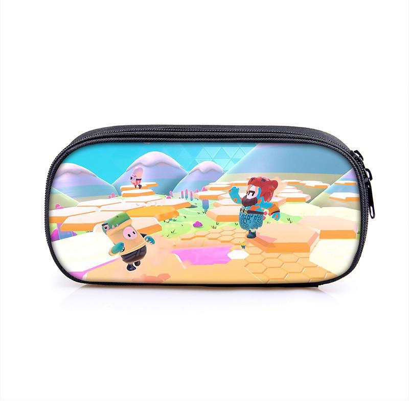Fall Guys Cartoon Pencil Case For Students With Nylon Material Storage Organizer