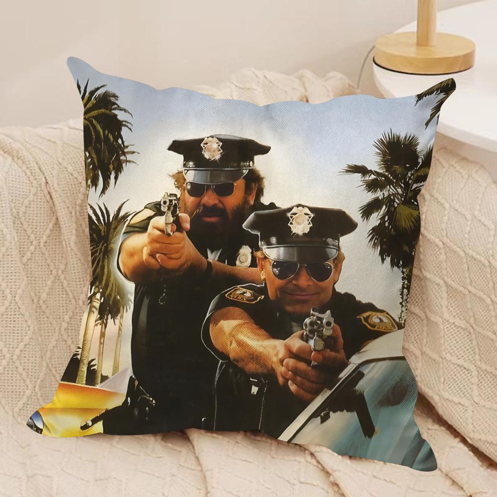 Tterence Hill Bud Spencer Cushion Cover Silky Short Plush Invisible Zipper Dustproof Sofa Pillow Case for Home Decor