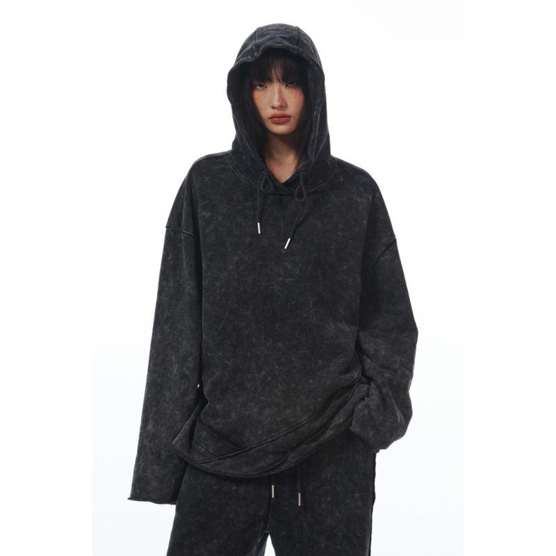 

Lazy Thelight Fried Color Suit Hooded Sweatshirt Black Sweatshirt XL