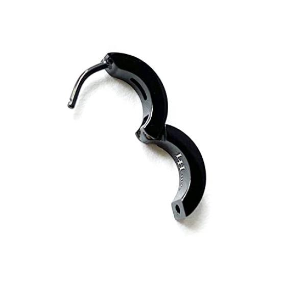 Lion Heart Wrapped Single Hoop Earrings Clear Cubic Zirconia Stainless Steel Black For One Ear Sold As One Piece Comes with Custom Pouch Brand LION