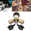 2 Way Propane Gas Splitter Brass POL To Qcc1 Y Type Propane Splitter with Gauge for Barbecue Grill H