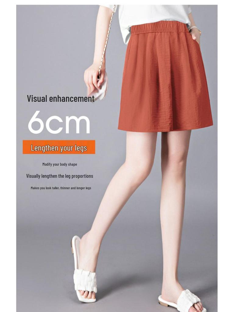 Ice Silk Women's Plus Size Summer Capris: Loose Straight, High Waist, Casual Wide Leg Shorts