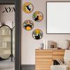 Black Cat Wall Decor 4Pcs 3D Boho Decoration, Round Wooden Hangings, Animal Star Sun Moon Layered Wood Hanging Botanical Decor, Plaque for Living Room
