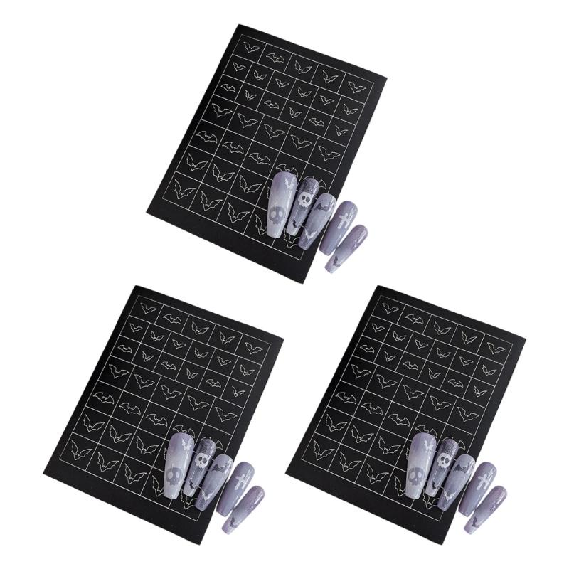 Nail Art Stickers Halloween Party Nail Designs With Spooky Skeleton Patterns Quick Apply Reusable Nail Decorations For Costume Event