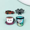 Broche Alliage Voiture de Course Dessin Animé Personnalisée - Badge Accessoire Mignon pour Sac à Dos/Vêtements Forme Glace & Café