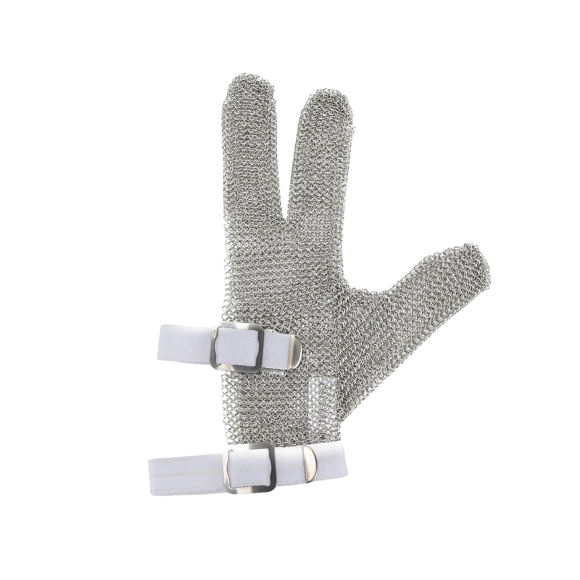 Three-Finger Stainless Steel Wire Anti-Cut Gloves for Woodworking and Polishing White Steel Wire Gloves XXS