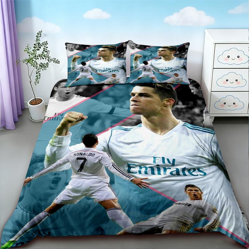 Cristiano Ronaldo Duvet Cover Football Theme Bedding Set for Comfortable and Breathable Bedroom Decor Fan Best Gifts