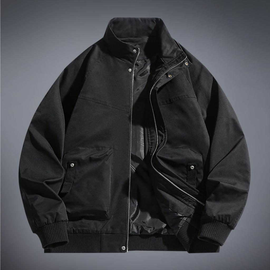 Mens Casual Outdoor Pocket Solid Color Fashion Jacke