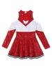 Girls Long Sleeve Dance Dress Off Shoulder Sequins Contrast Color Cheerleading Outfit