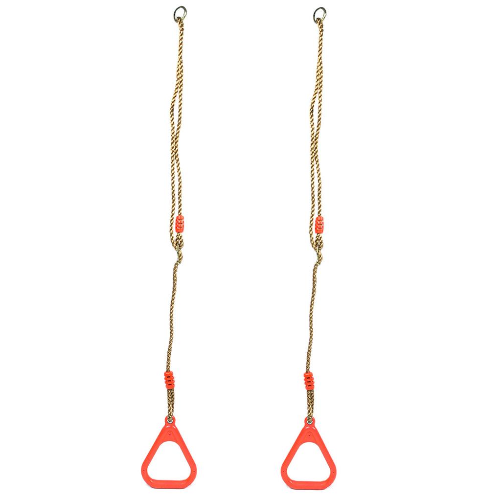 A Pair of Adjustable Plastic Children Swing Gym Fitness Exercise Sports Hanging Ring with Rope Red