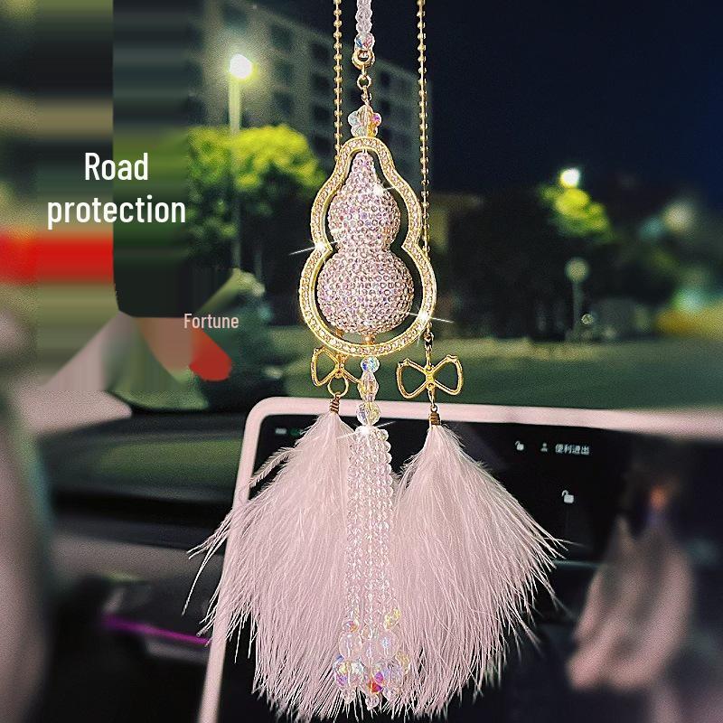 Luxury Gourd Diamond Car Pendant: High-End Rearview Mirror Decoration for Peace & Elegance