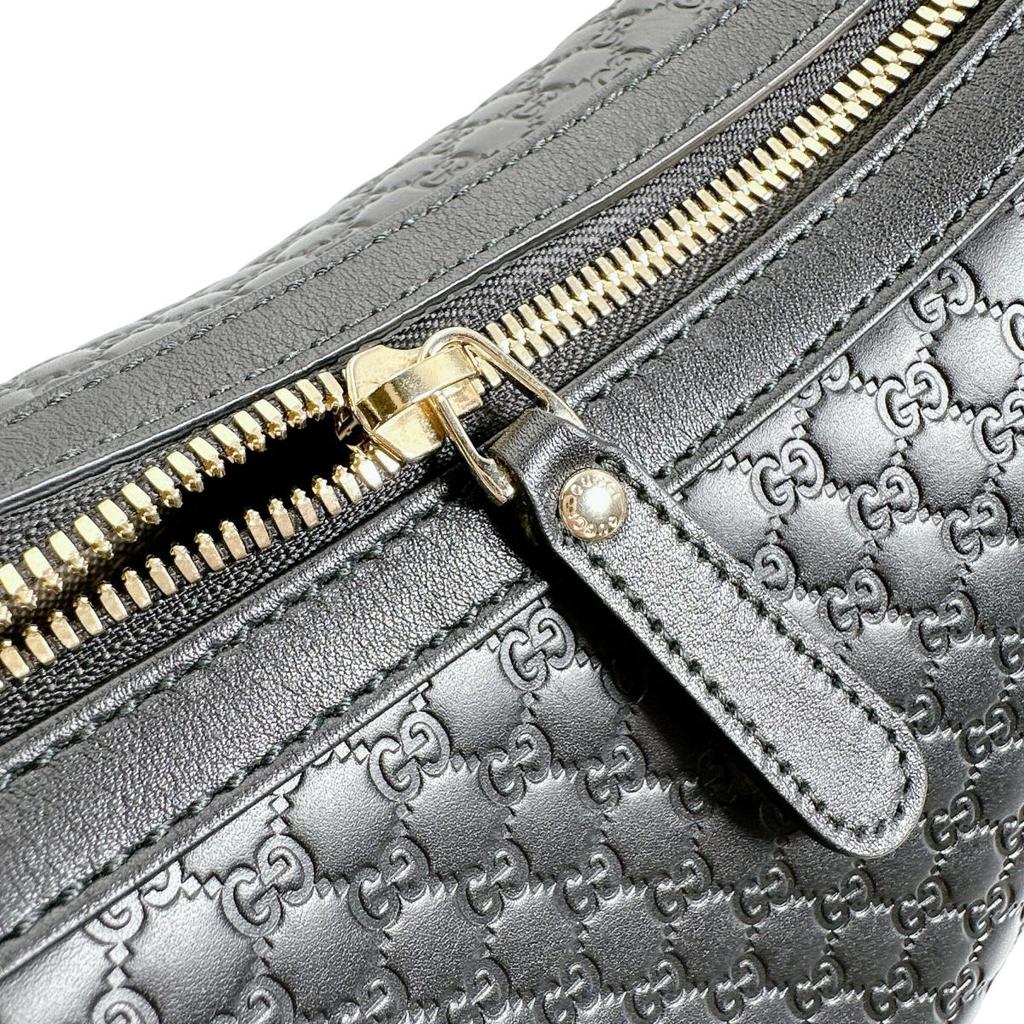 Gucci Guccisima Micro Shoulder Bag Leather Black Women 449732 Used