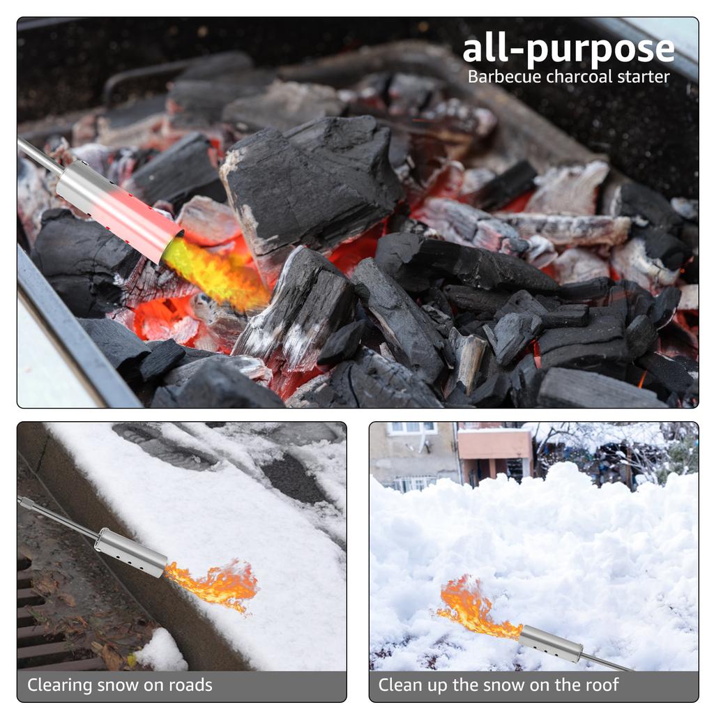 Outside Weed Burner Reusable Long Arm Weed Torch Weeding Fires Machine Grass Burners Gases Torch Outdoor BBQ Blowtorch Camping