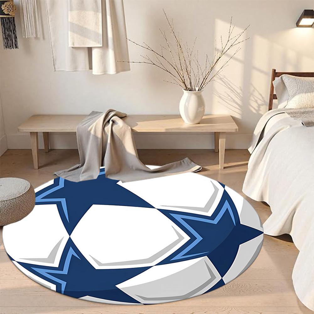 Tapis Rond Football Parfait pour Entrée Chambres Balcon Dortoir Tapis Rond Antidérapant Bureau Décoration Maison Cadeau Spirituel