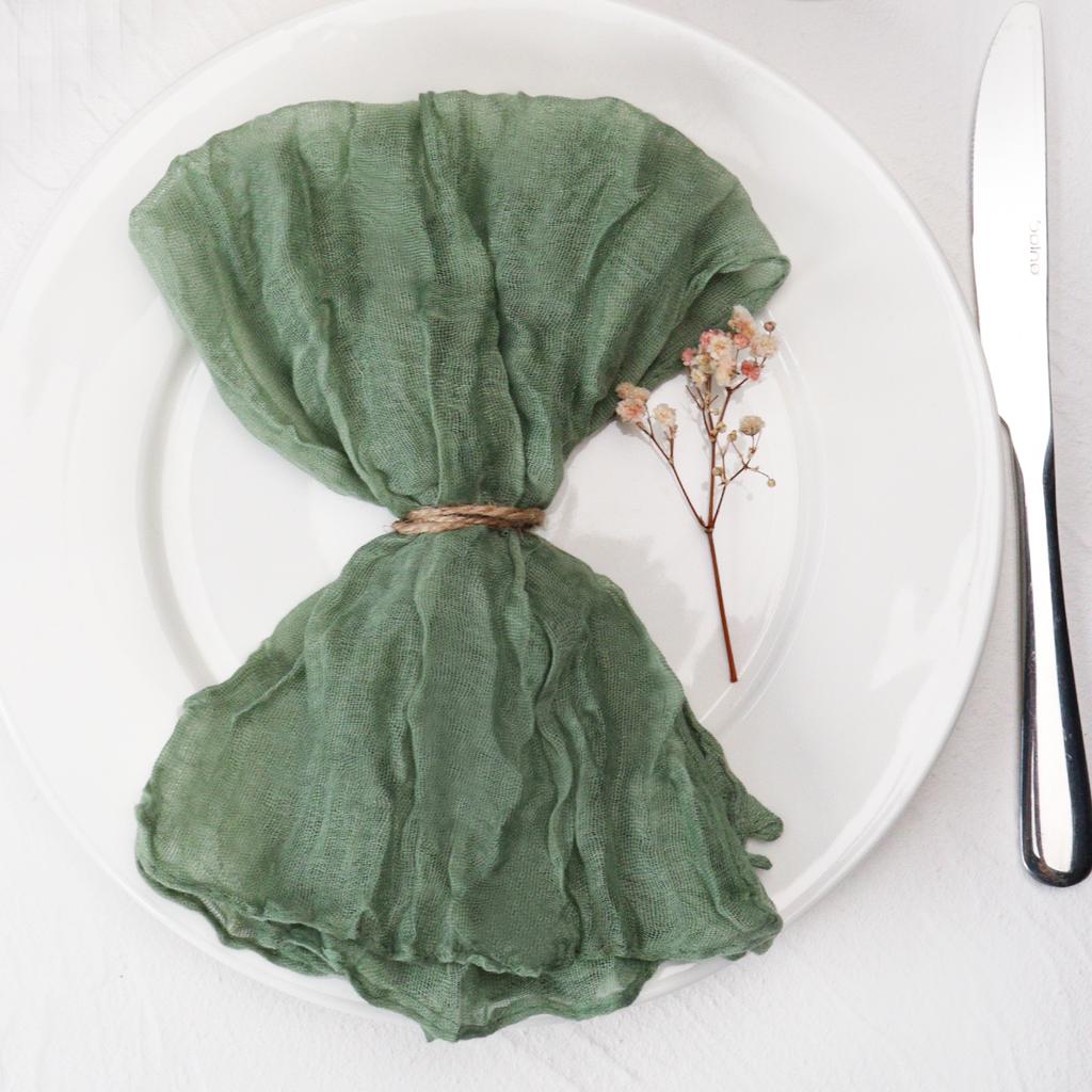 12pcs, Handmade Cheesecloth Napkins - Rustic Table Decor for Parties, Weddings, and Family Dinners