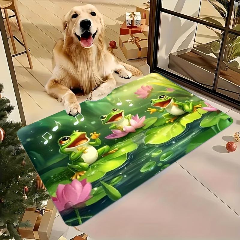 1pc Cartoon Singing Three Frogs E-sports Floor Mat Bathroom Mat Kitchen Floor Mat Living Room Mat Bedroom Mat Indoor Door Mat Machine Wash