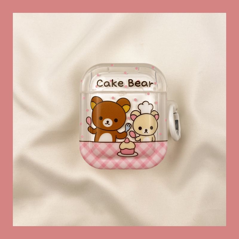 

for Apple Pro Earphone Case Second Generation Wireless Bluetooth 1 Third Generation Aipods2 Generation IPods Fourth Generation 4 Fifth Generation AirPods Pro2 [Pink wave cake easy bear] send Hook