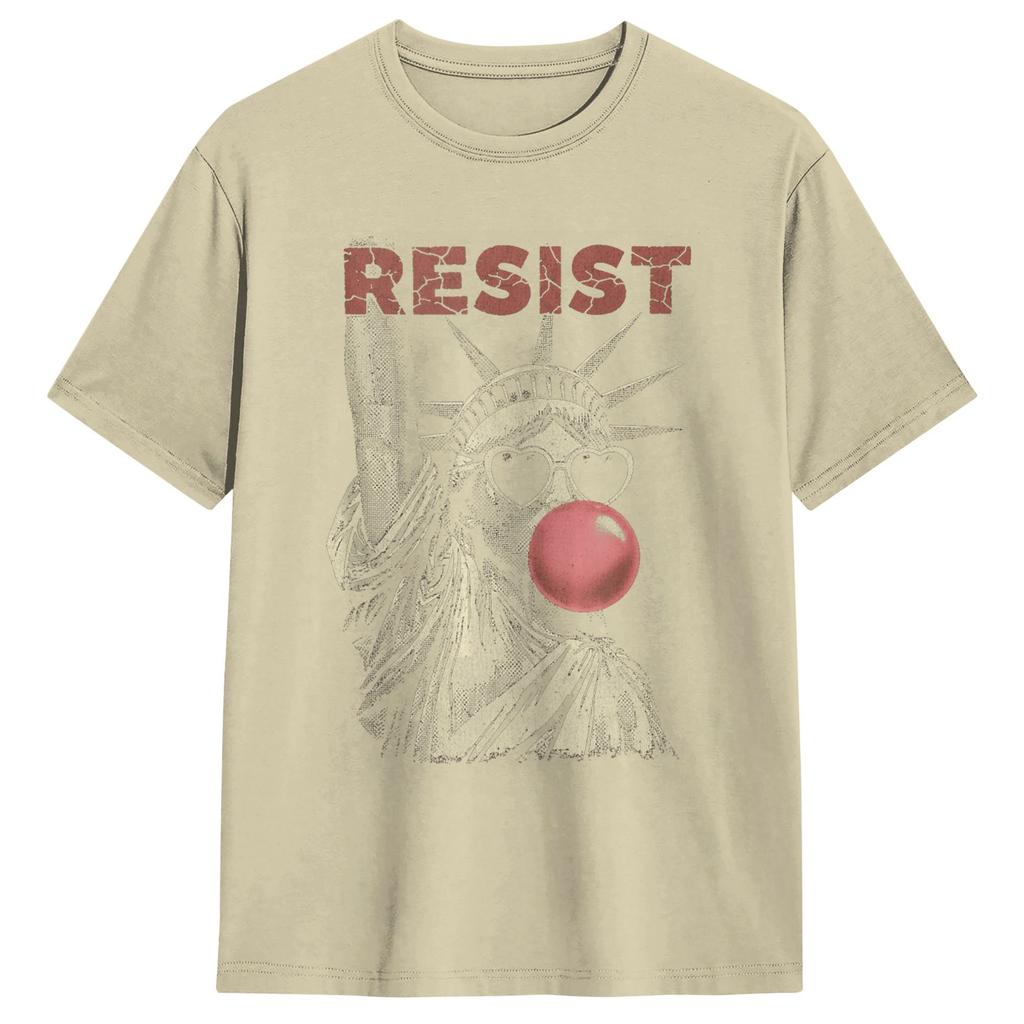 Resist Statue Liberty Bubblegum Equality Retro Edgy Protest TShirt Unisex Cotton Tees O Neck Short Sleeve T Shirt New Arrival Tops