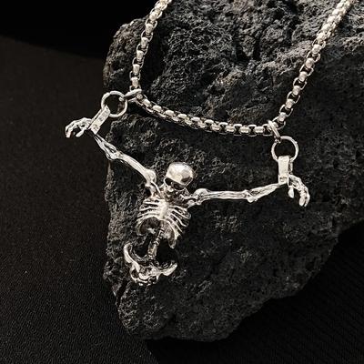 Hip Hop Punk Stil Bestrafter Mann Totenkopf Anhänger Halskette Männer Vintage Kreativ Personalisierte Halskette