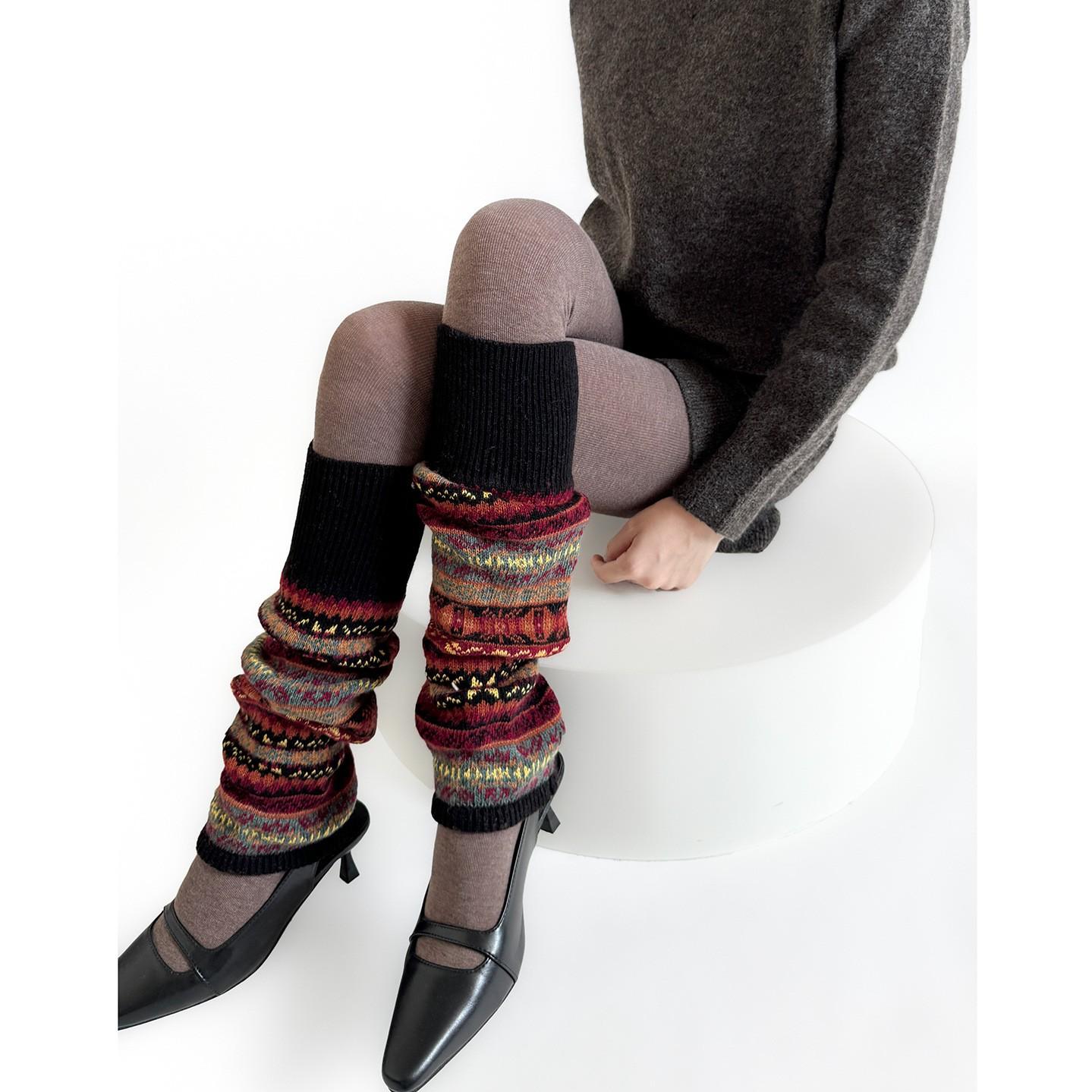 Хе-хе Носки Детские - Зимние Обхваты для Ног Женские Светло-Серые Короткие Носки. One Size чёрный