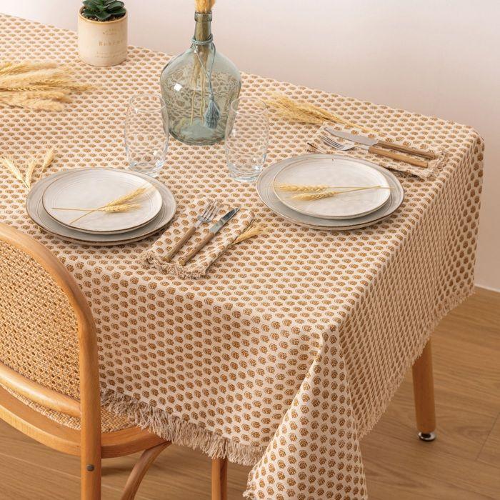 Nappe - India - 150 x 250 cm - Coton - Beige - Rectangulaire