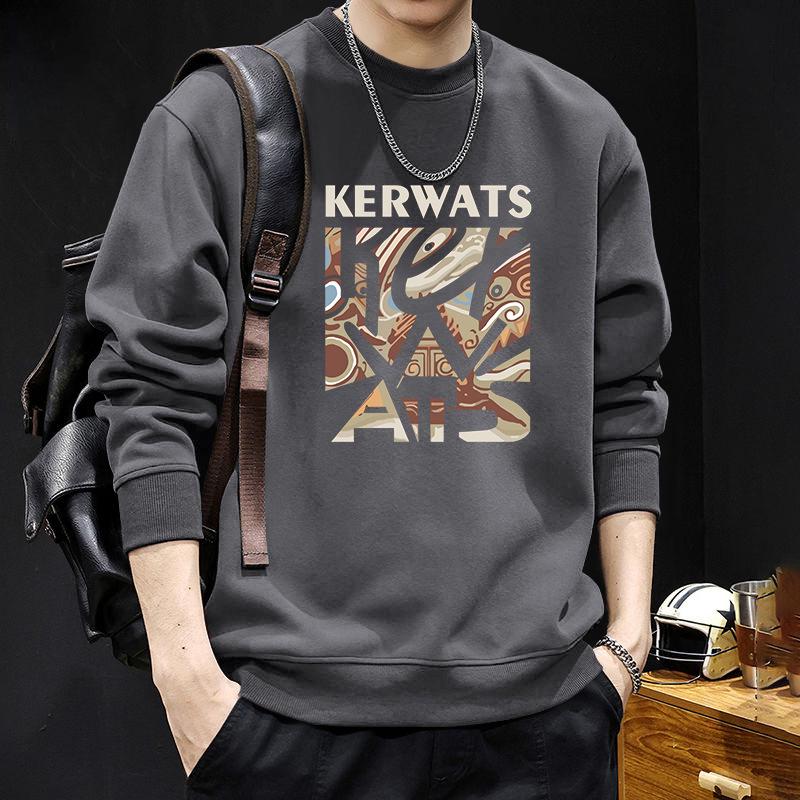 Men's American-Style Round Neck Sweatshirt, Loose Fit, Heavyweight Long Sleeve for Spring and Autumn, Trendy High-Quality Jacket