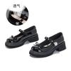 Foam Bottom Mary Jane Bow Women's Shoes Autumn Thick Sole Height Increase Velcro Shallow Mouth Single Shoes Small Leather Shoes