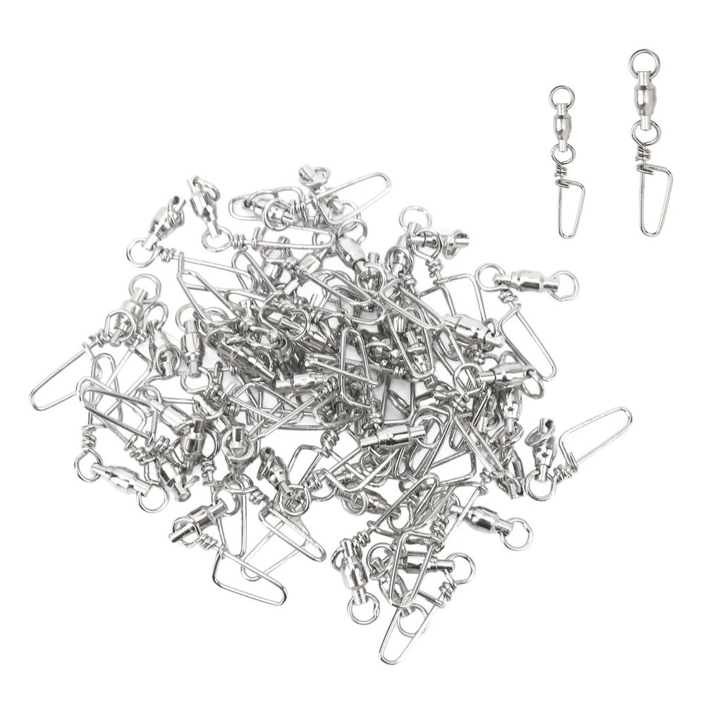 50Pcs High Strength Fishing Snap Swivels Stainless Steel B Type Ball Bearing Swivels for Saltwater F