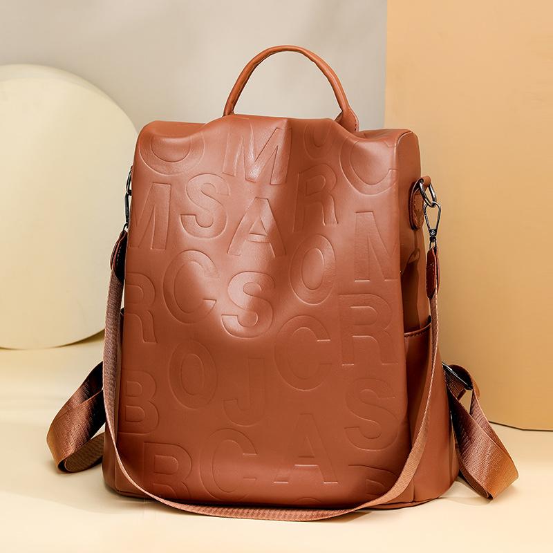 Large capacity backpack, premium women's backpack, fashion letter backpack, versatile soft leather leisure travel bag, new