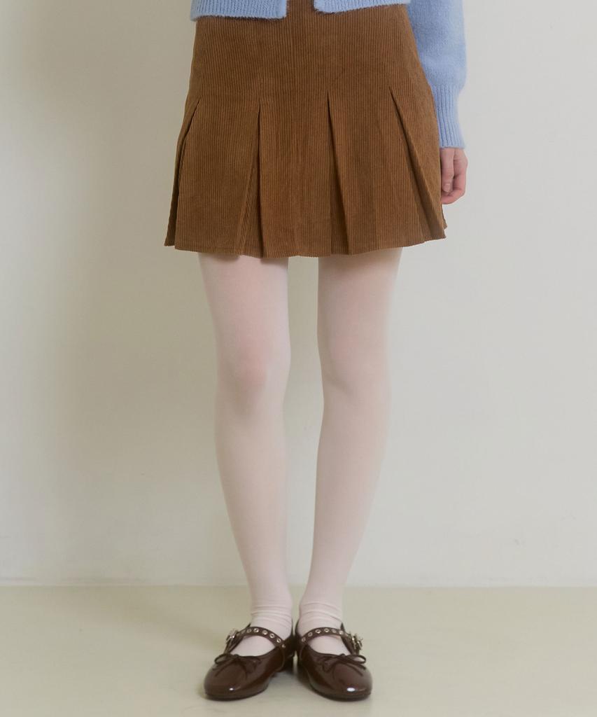 PINK PINEAPPLE Cuddle Corduroy Pleats Skirt_Brown